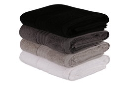 Mjölnir Juego de Toallas de Mano de Algodón 100%, 500 gr/m², 50x90 cm, Blanco, Gris, Gris Oscuro, Negro